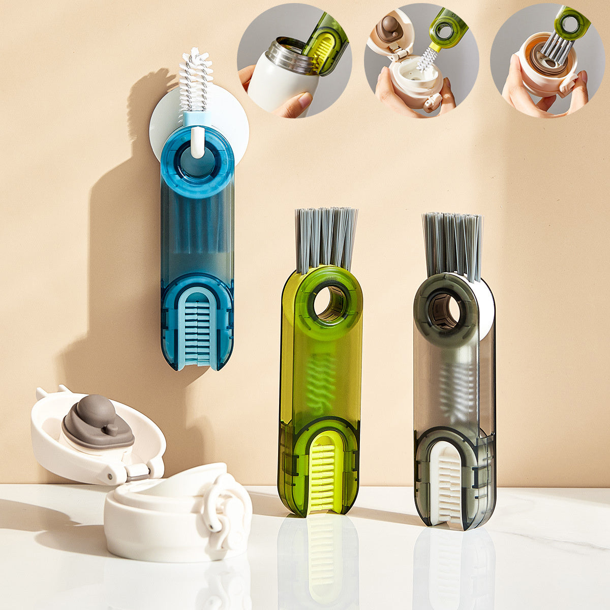 Vellark 3 In 1 Tiny Bottle Cup Cover Brush