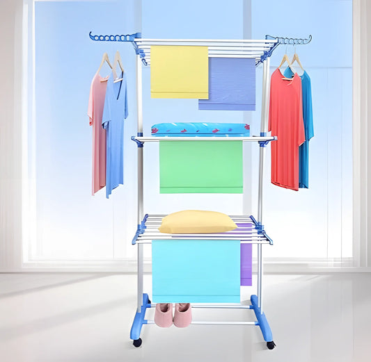 6-Tier Foldable Clothes Drying Rack With Wheels